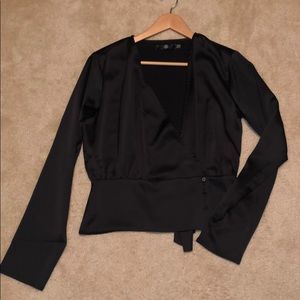 Misguided Black Satin Top